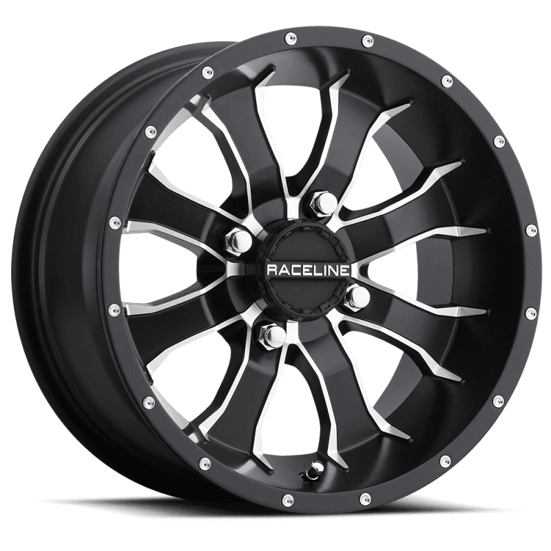 Raceline — Raceline A77 Mamba 12x7in / 4x110 BP / 10mm Offset / 83.8mm Bore - Black & Machined Wheel
