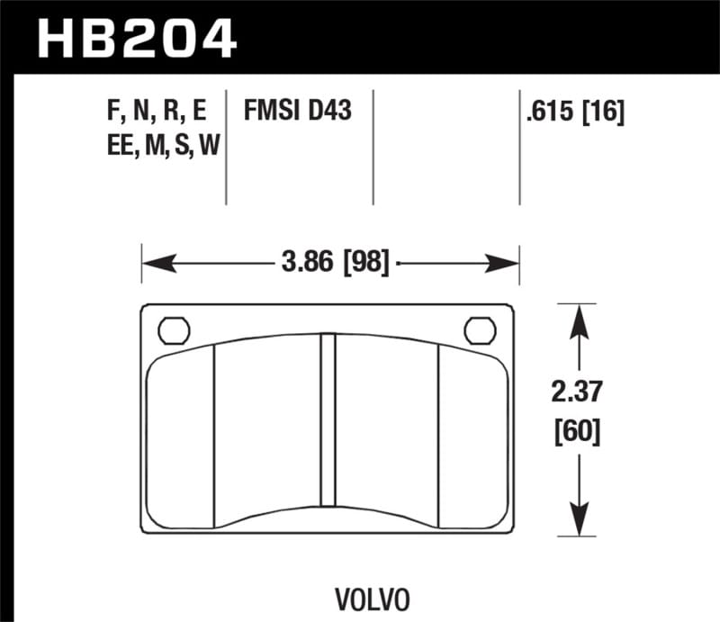 Hawk Performance — Hawk 90-93 Volvo 240 2.3L Base Front ER-1 Brake Pads
Disc Brake Pad