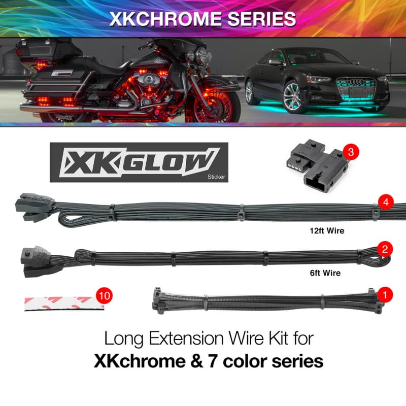 XKGLOW — XK Glow Extension Wire Kit for XKchrome & 7 Color Series for Car