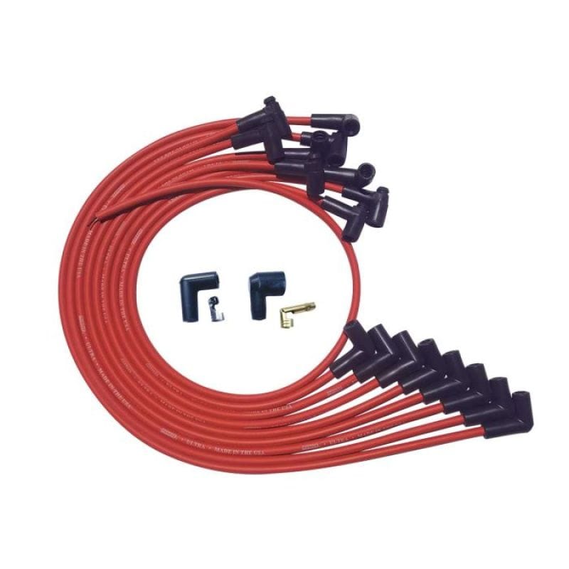 Moroso — Moroso SBC Over Valve Cover 90 Plug HEI Ultra Spark Plug Wire Set - Red