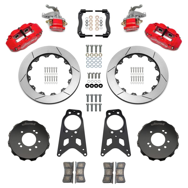 Wilwood — Wilwood 89-98 Nissan 240SX FNSL4R/MC4 Rear Parking BBK w/ 13.50in Slotted Rotors - Red