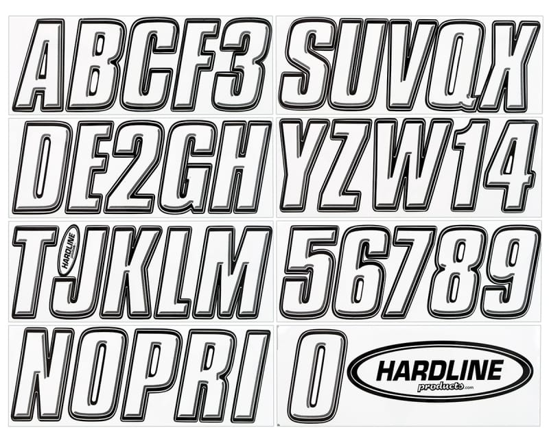 Hardline — Hardline Boat Lettering Registration Kit 3 in. - 800 Transparent Clear/Black
