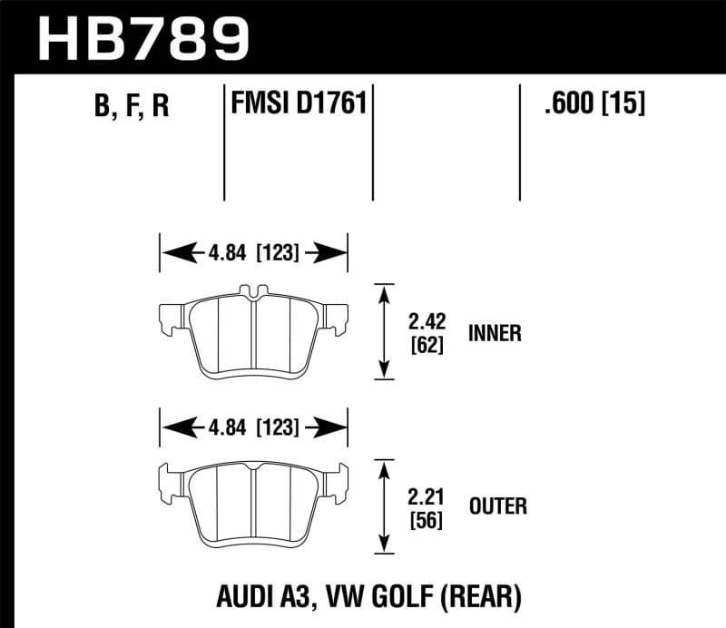 Hawk Performance — Hawk 15-20 Audi A3/S3 Performance Ceramic Street Rear Brake Pads
Disc Brake Pad