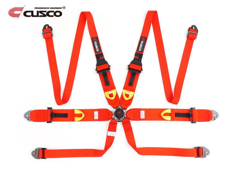 Cusco — Cusco Universal 6 Point 3in Shoulder 3in Lap (HANS) w/Eyebolts (7/16-20UNF) FIA Racing Harness- Red