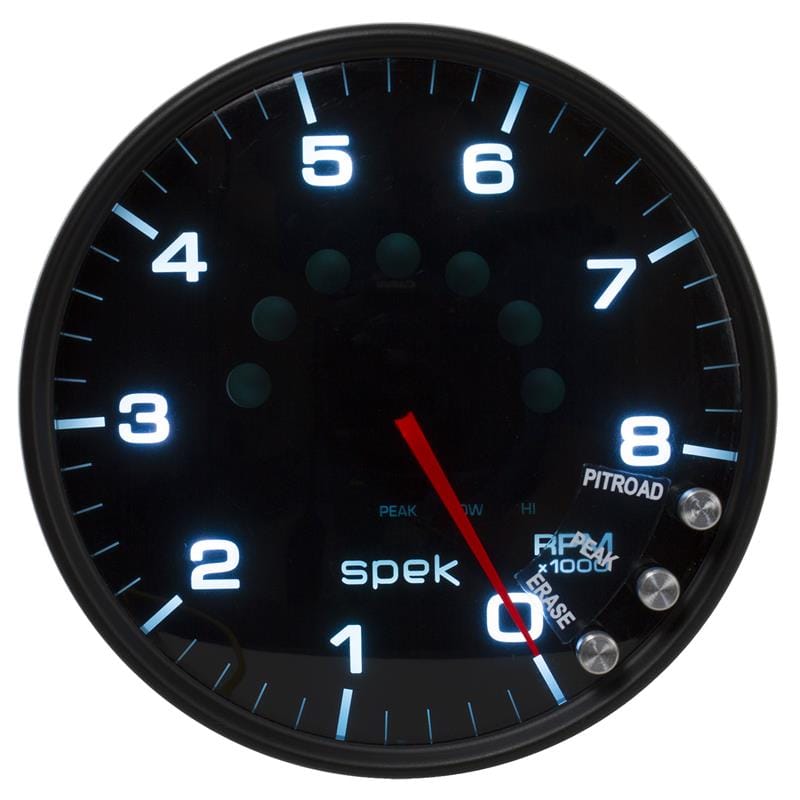 AutoMeter — Autometer Spek-Pro Gauge Tachometer 5in 8K Rpm W/Shift Light & Peak Mem Black/Smoke/Black
GA 5" 8KRPM BSB SPEK