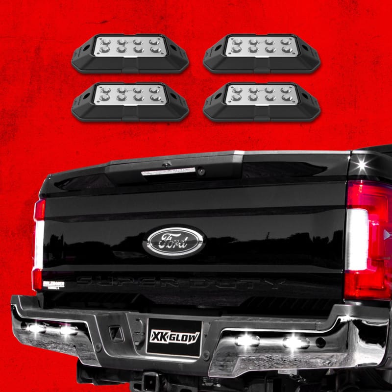 XKGLOW — XK Glow Strobe Pod Lights w/ Traffic Modes Ultra Bright LEDs Multiple Modes + Solid On -White 4pc