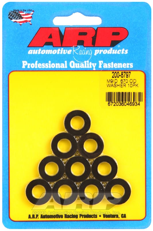 ARP — ARP M9 ID 0.670 OD Chamfer Black Washers (10 pack)
