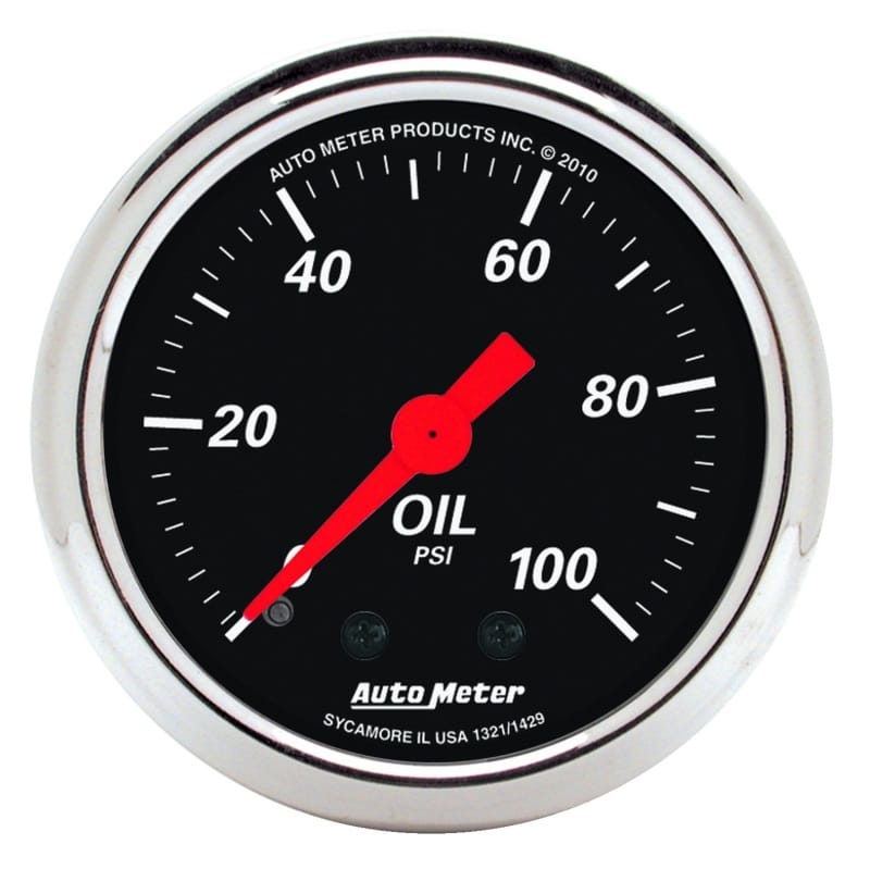 AutoMeter — AutoMeter Gauge Oil Press 2-1/16in. 100PSI Mech Designer Black
GA 2" OILP MECH DB