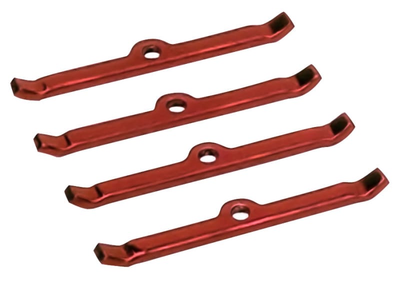 Moroso — Moroso Chevrolet Small Block Valve Cover Hold Downs - Steel - Red Powder Coat - Set of 4