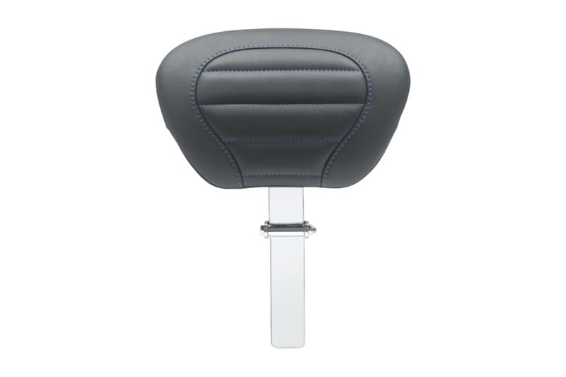 Mustang Motorcycle — Mustang 08-21 HD Electra Glide,Rd Glide,Rd King,Str Glide Driver Backrest - Black w/ Blue Stitching