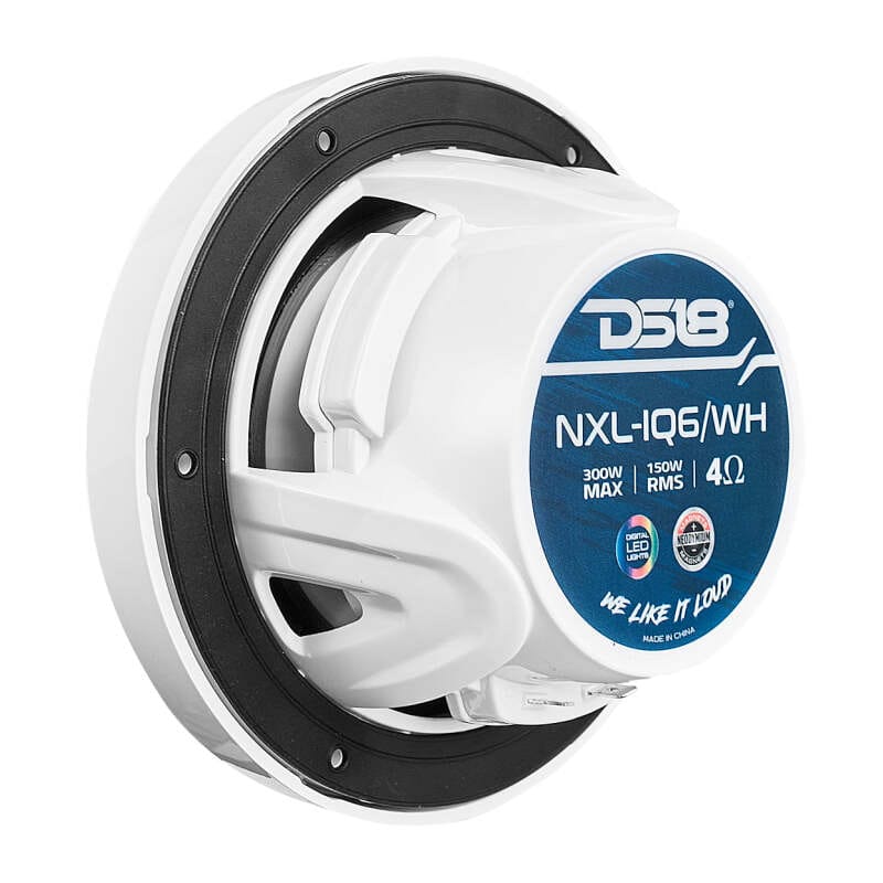 DS18 — DS18 Marine 6.5in 2-Way 150 Watts RMS 4 ohm Digital LED Lights Bullet Tweeter Covers Included White