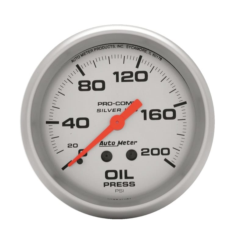 AutoMeter — AutoMeter Gauge Oil Press 2-5/8in. 200PSI Liquid Filled Mech Ultra-Lite
2-5/8" OIL PRESS, 0-