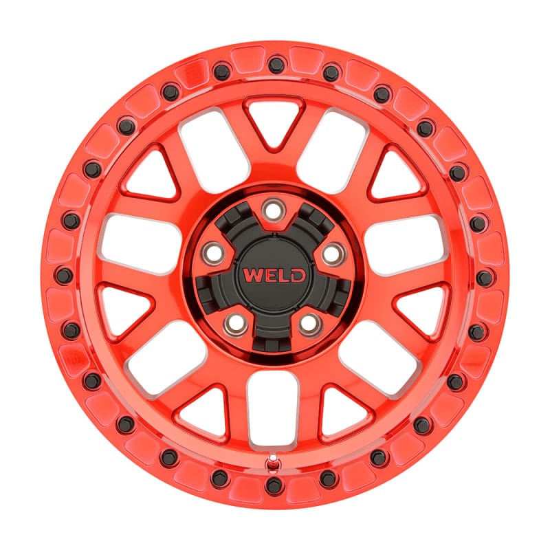 Weld — Weld Off-Road W905 17X9 Cinch Beadlock 5X127 5X139.7 ET-12 BS4.50 Candy Red / Red Ring 87.1