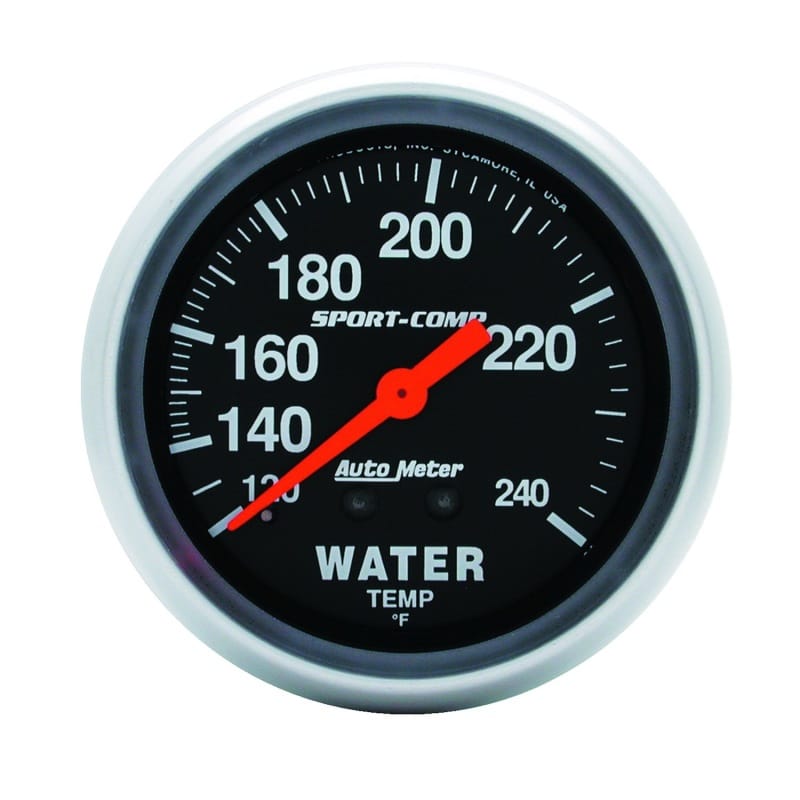 AutoMeter — Autometer Sport-Comp 2-5/8in 120-240 F Mechanical Water Temp Gauge 12ft Tubing
2-5/8" WATER TEMP, 1