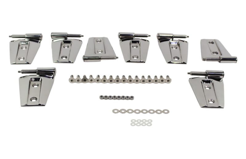 Kentrol — Kentrol 07-18 Jeep Wrangler JK Door Hinge Set 8 Pieces 4 Door- Polished Silver