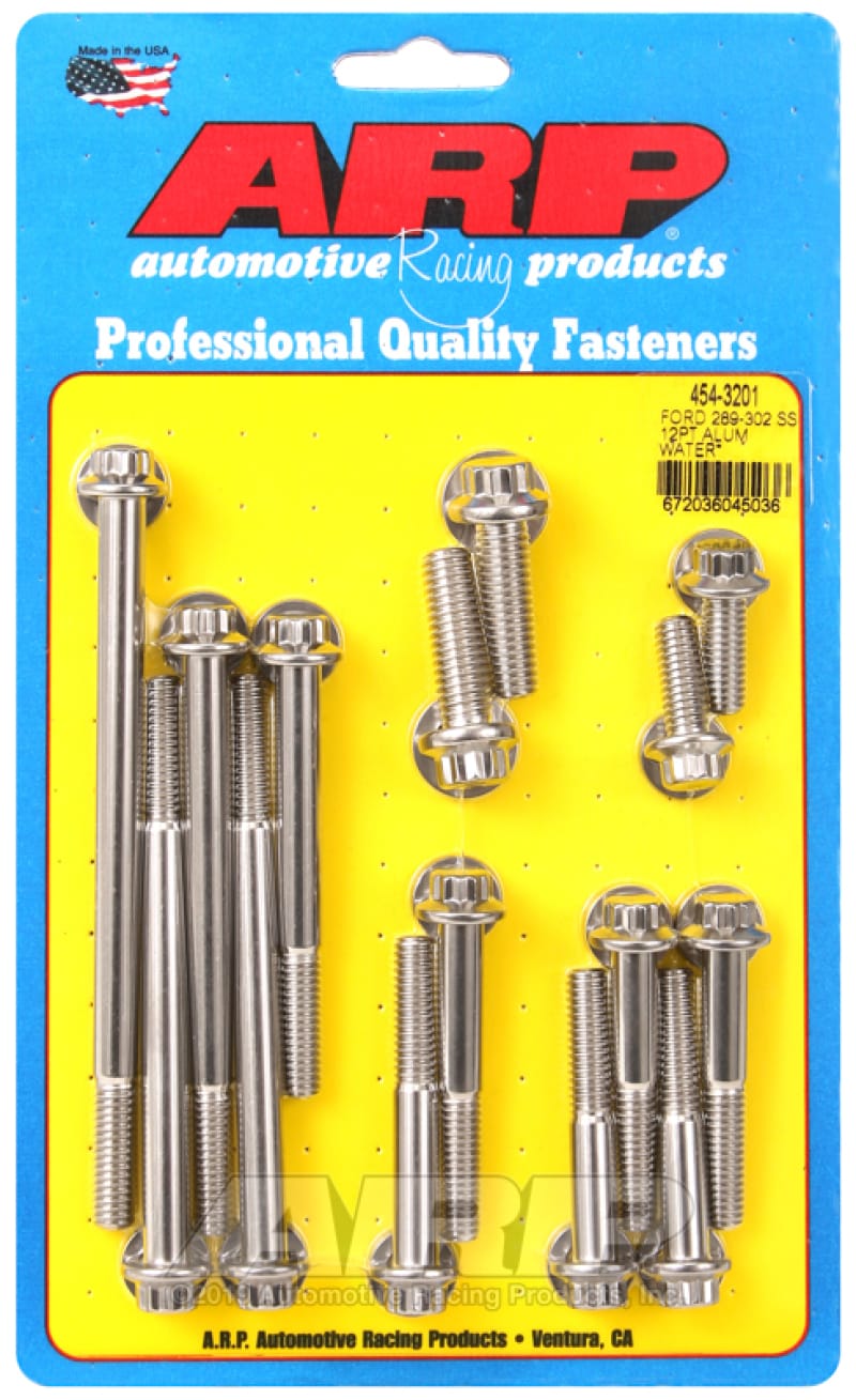 ARP — ARP Ford 289-302 SS 12pt Aluminum Water Pump and Front Cover Bolt Kit