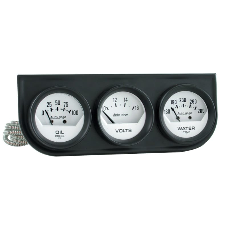 AutoMeter — Autometer AutoGage Analog Console Oil/Water Temp/Volt 2in Gauges White Dial - Black Bezel
3 GA PNL OP/WT/V AG