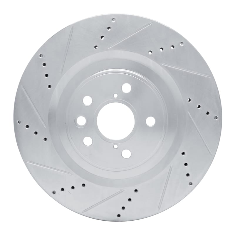 R1 Concepts — R1 13-25 Lexus RC300 Left Front Drilled & Slotted Silver Brake Rotor