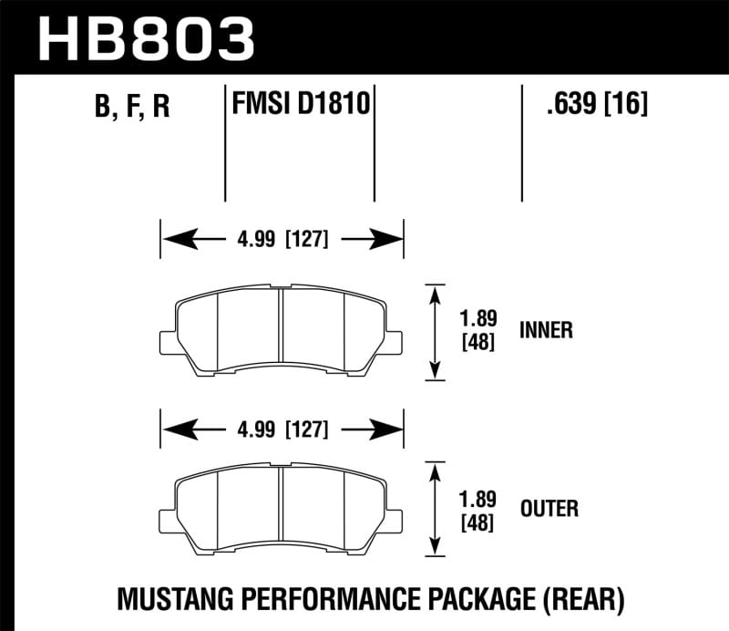Hawk Performance — Hawk 2015+ Ford Mustang GT 5.0L (Excluding GT350/GT350R/GT500) ER-1 Endurance Racing Rear Brake Pads
Disc Brake Pad