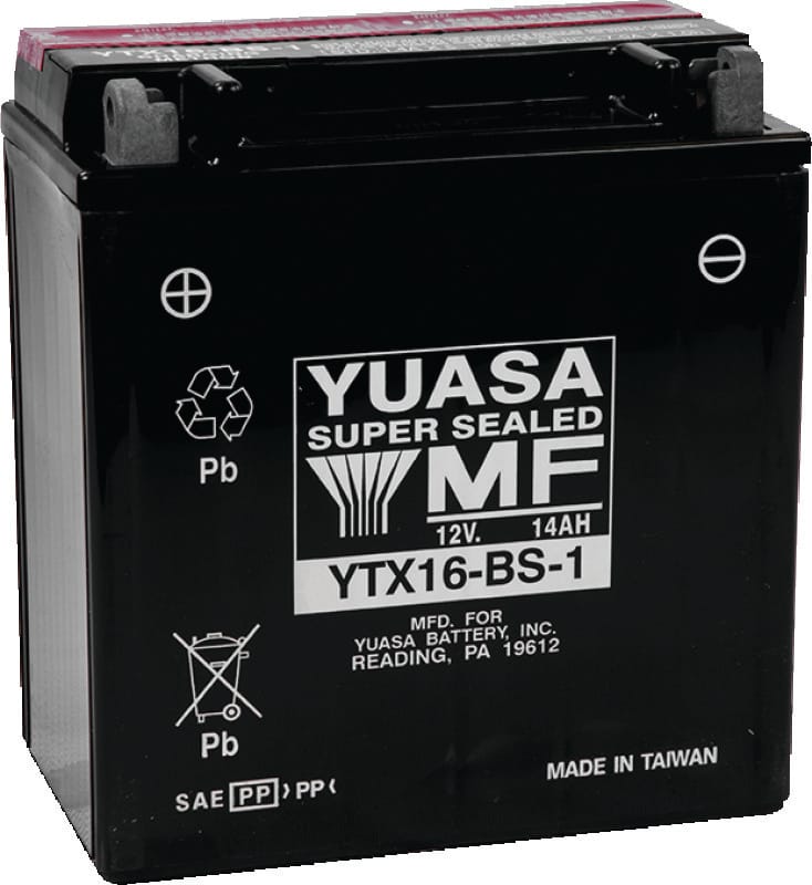 Yuasa Battery — Yuasa YTX16-BS-1 Maintenance Free AGM 12-Volt Battery w/Bottle