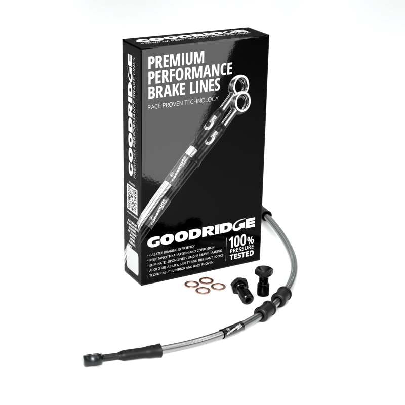 Goodridge — Goodridge 84-12 HD FXST/FXSTC (w/o ABS) -2in Clear Brake Line Kit w/Black Fittings
