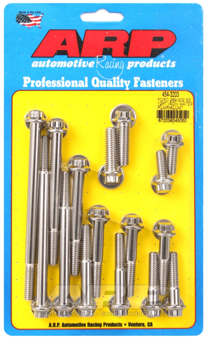 ARP — ARP Ford 289-302 SS 12pt Iron Water Pump and Front Cover Bolt Kit