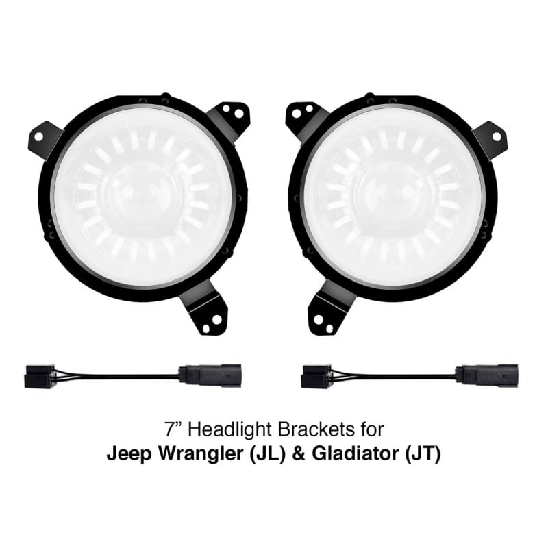 XKGLOW — XK Glow Universal Headlight Mounting Brackets for Jeep Wrangler JL and Gladiator JT Models 7In