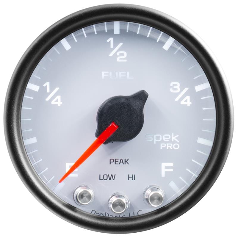 AutoMeter — GAUGE, FUEL LEVEL, 2 1/16", 0-270O PROGRAMMABLE, WHT/BLK, SPEK-PRO