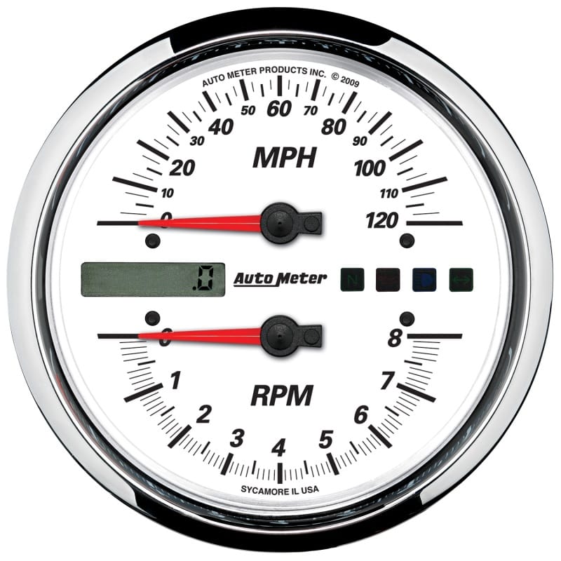AutoMeter — Autometer Pro-Cycle Gauge Tach/Speedo 4 1/2in 8K Rpm/120 Mph White
4" RPM/SP 8K/120 W P