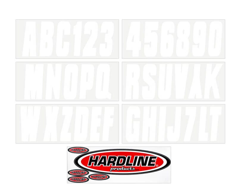 Hardline — Hardline Boat Lettering Registration Kit 3 in. - 350 White Solid