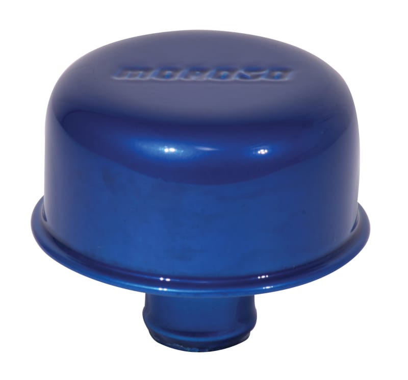 Moroso — Moroso Valve Cover Breather - 1.22in Diameter - One Piece Push-In Type - Blue Powder Coat