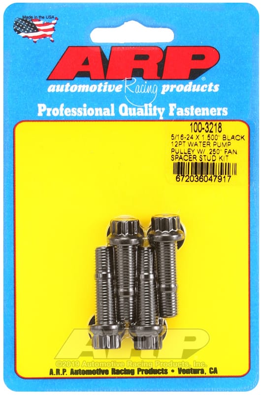 ARP — ARP 5/16-24 X 1.500 black 12pt water pump pulley w/ .250in fan spacer stud kit