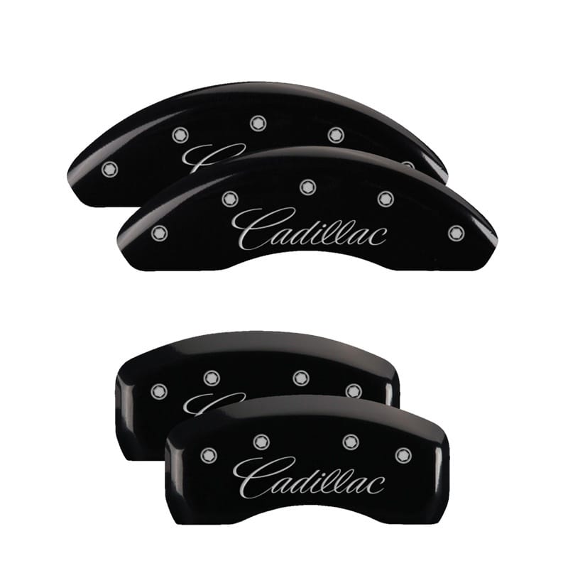 MGP — MGP 4 Caliper Covers Engraved Front & Rear Cursive/Cadillac Black finish silver ch
Caliper Covers