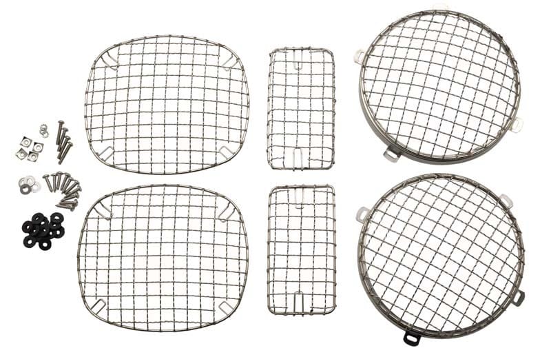 Kentrol — Kentrol 97-06 Jeep Wrangler TJ Wire Mesh Guard Set 6 Pieces - Polished Silver