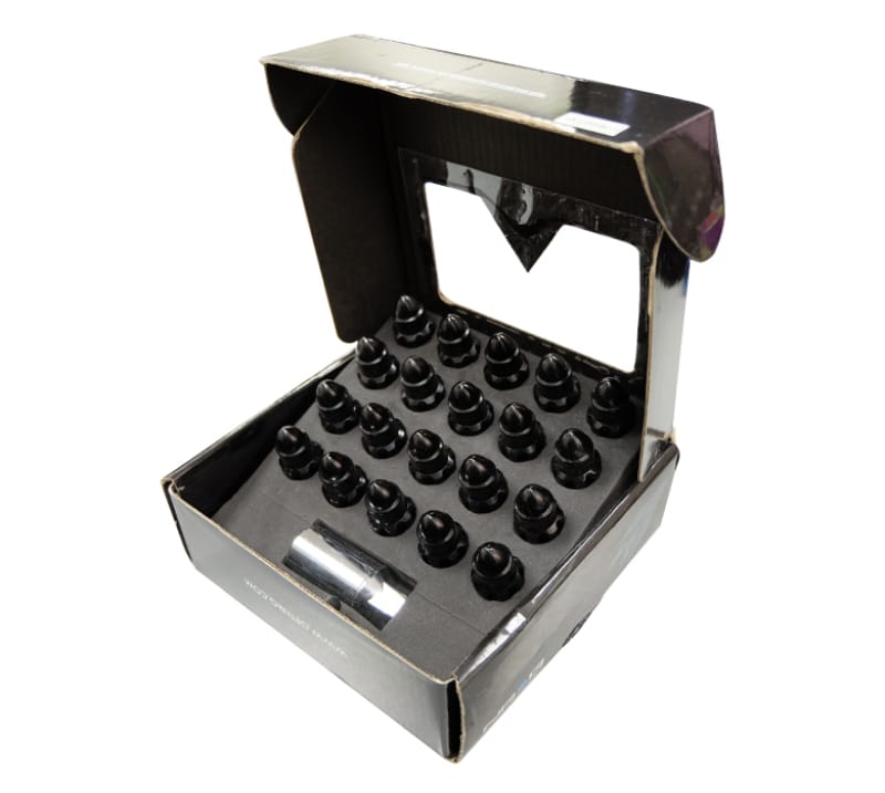 NRG — NRG 500 Series M12 X 1.5 Bullet Shape Steel Lug Nut Set - 21 Pc w/Lock Key - Black