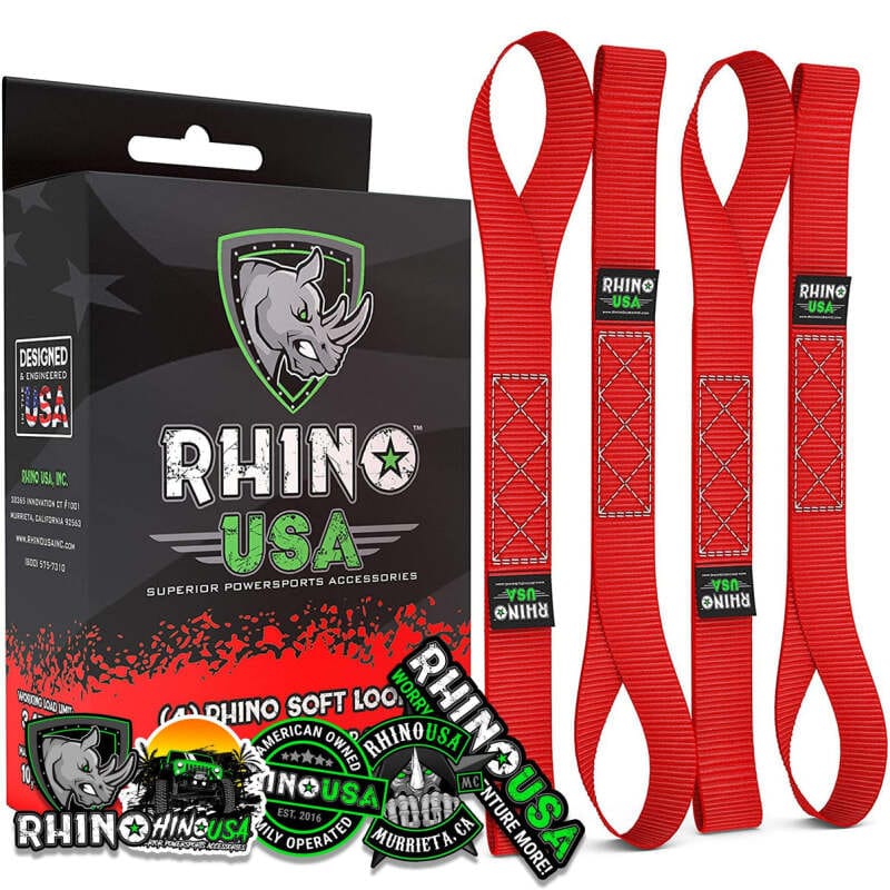 Rhino USA — Rhino USA Soft Loops Motorcycle Tie-Down Set 4-Pack Red
Tie Strap