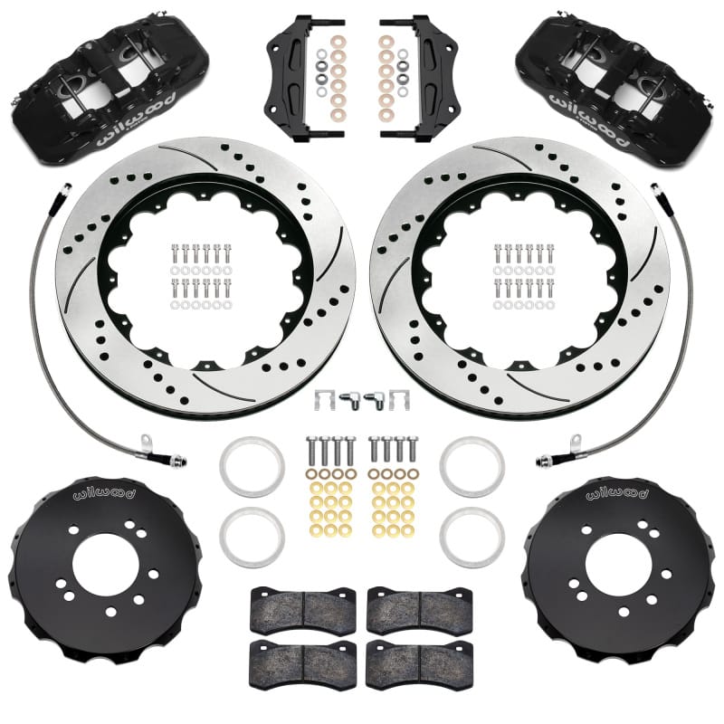 Wilwood — Wilwood 89-98 Nissan 240SX/89-94 Skyline/90-96 300ZX Aerolite 6R Fr BBK w/ 14in D/S Rotors - Black