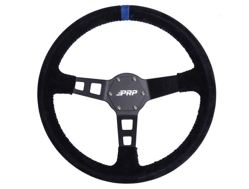 PRP Seats — PRP Deep Dish Suede Steering Wheel- Blue