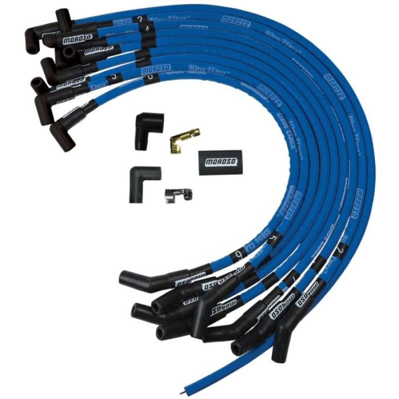 Moroso — Moroso Ford 289-302 Ignition Wire Set - Blue Max - Spiral Core - Sleeved - HEI - 135 Degree