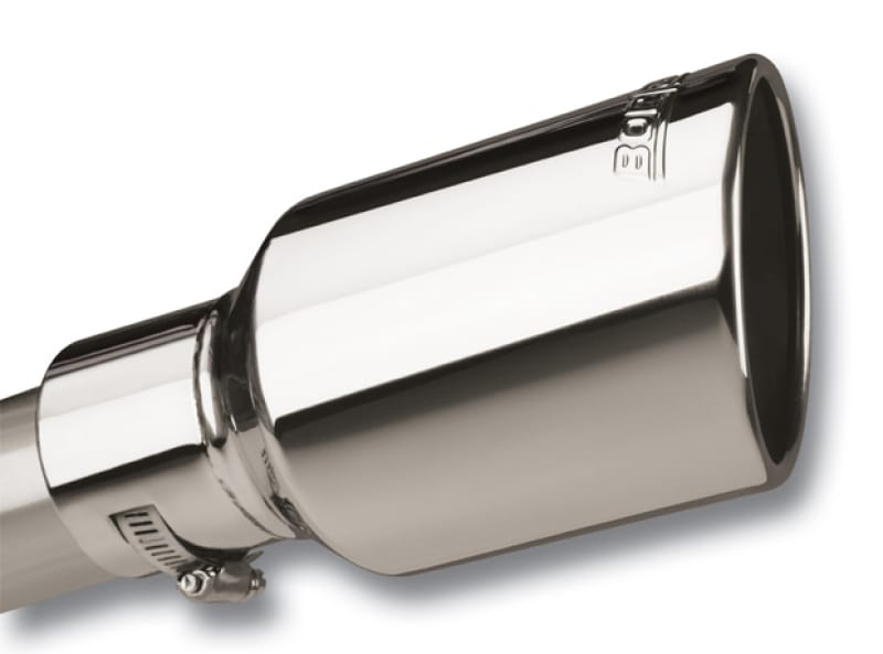 Borla — Borla Universal Polished Tip Single Round Rolled Angle-Cut w/Clamp (inlet 2 1/2in. Outlet 4 x 4in) *
ExhstTailPipeTip
Tip - Round