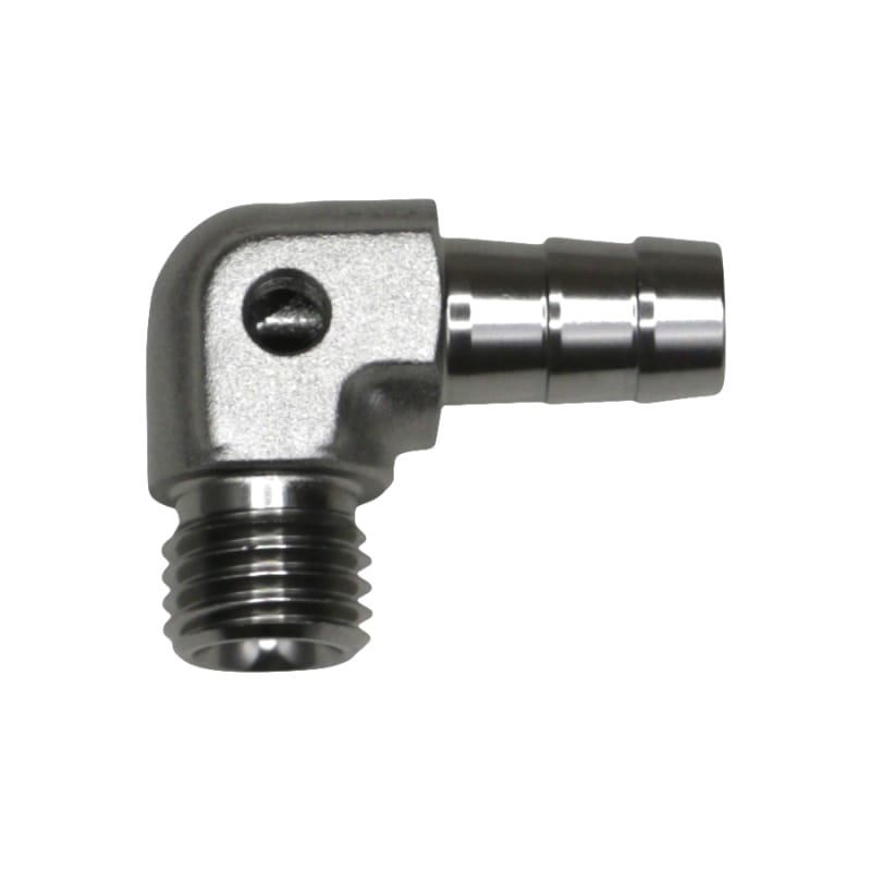 DeatschWerks — DeatschWerks Metric M12 to 3/8in Hose Barb 90-Degree Fitting w/ Venturi Port - Anodized DW Titanium
Lines & Fittings