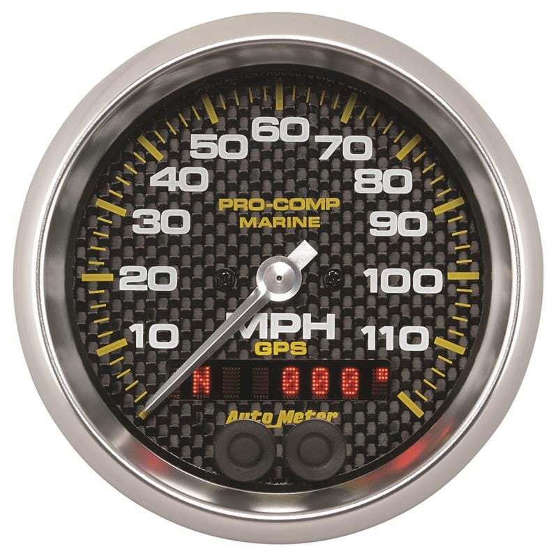 AutoMeter — GAUGE, SPEEDOMETER, 3 3/8", 120MPH, GPS, MARINE CARBON FIBER