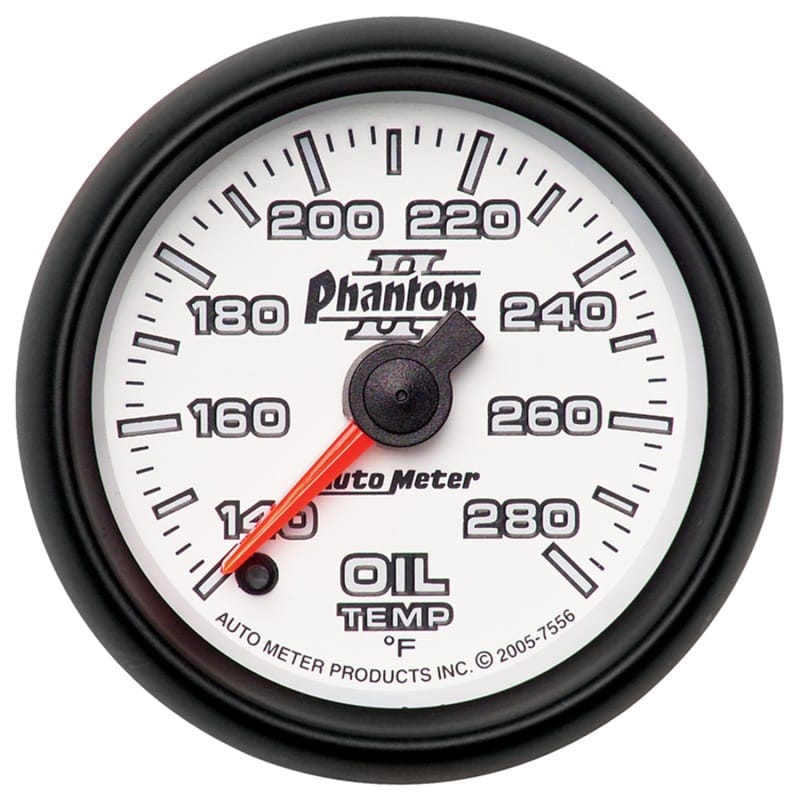 AutoMeter — Autometer Phantom II 52mm Full Sweep Electronic 140-280 Deg F Oil Temperature Gauge
2-1/16" OIL TEMP, 14