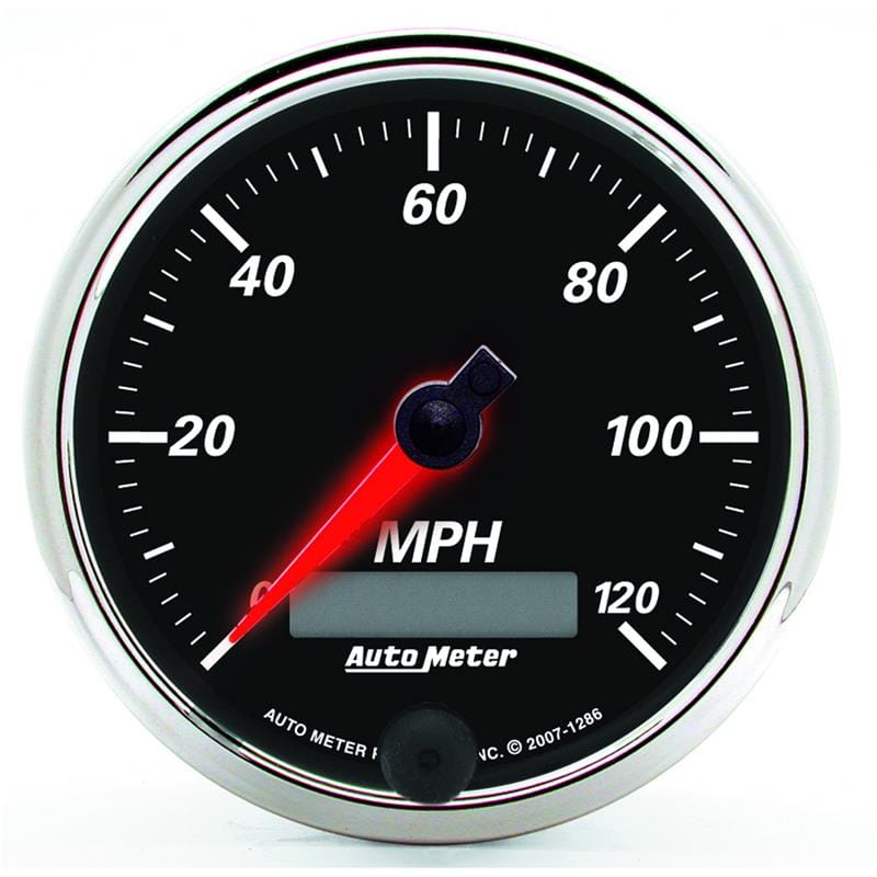 AutoMeter — Autometer Designer Black II 3 3/8in 120 MPH In-Dash Speedo w/ LCD ODO
3.4" SPD 120MPH DBII