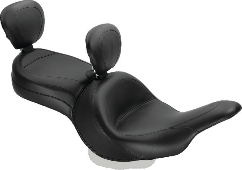 Mustang Motorcycle — Mustang 11-19 Kawasaki Vulcan 1700, Vaquero Std Touring 1PC Seat w/Driver and Pass Backrest - Black
