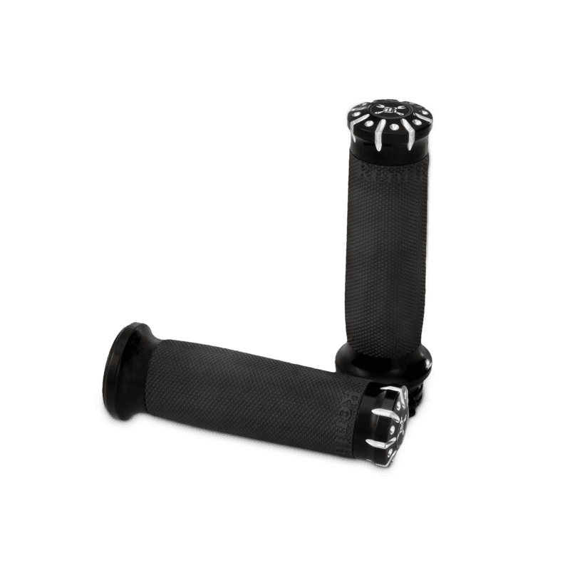 Burly Brand — Burly Brand 08-24 H-D TBW Set Hawk Billet Handle Grip Set - Black Machined