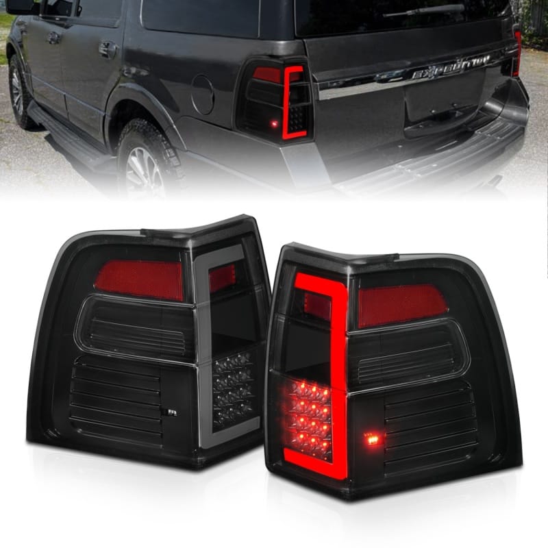 ANZO — ANZO 07-17 Ford Expedition LED Taillights w/ Light Bar Black Housing Smoke Lens