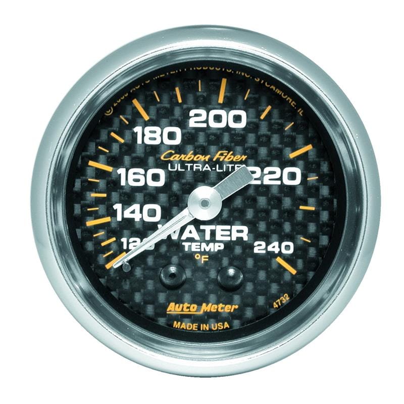 AutoMeter — Autometer Carbon Fiber 52mm 120-240 Deg F Mechanical Water Temp Gauge
GA 2" WTEMP 240 M CF