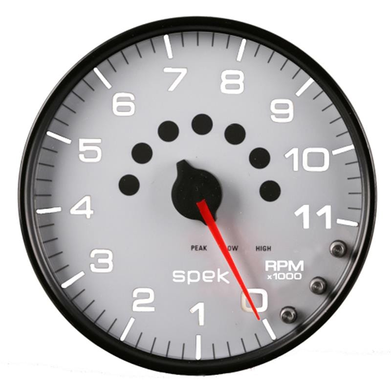 AutoMeter — Autometer Spek-Pro Gauge Tachometer 5in 11K Rpm W/Shift Light & Peak Mem White/Black
GA 5" 11KRPM WCB SPK