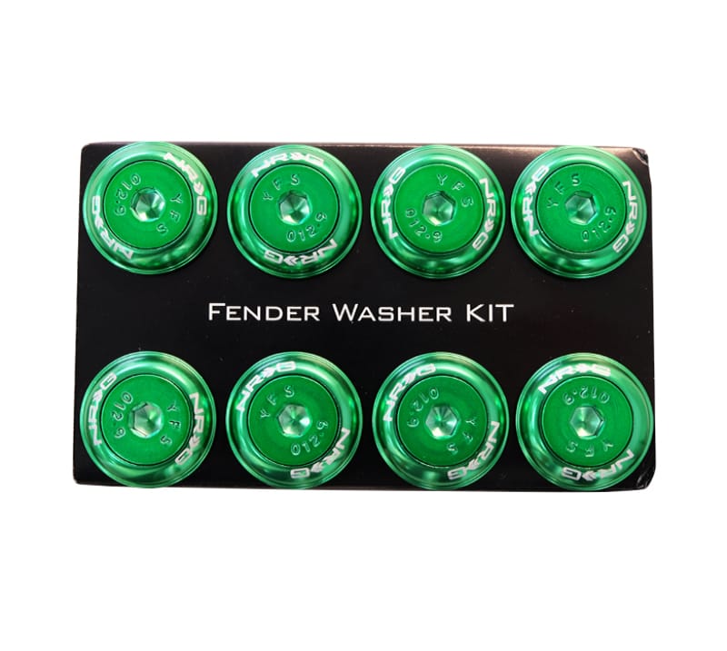 NRG — NRG Fender Washer Kit w/Color Matched M8 Bolt Rivets For Plastic (Green) - Set of 8